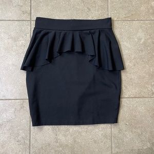 Bebe Black Mini Ruffle Accent Skirt